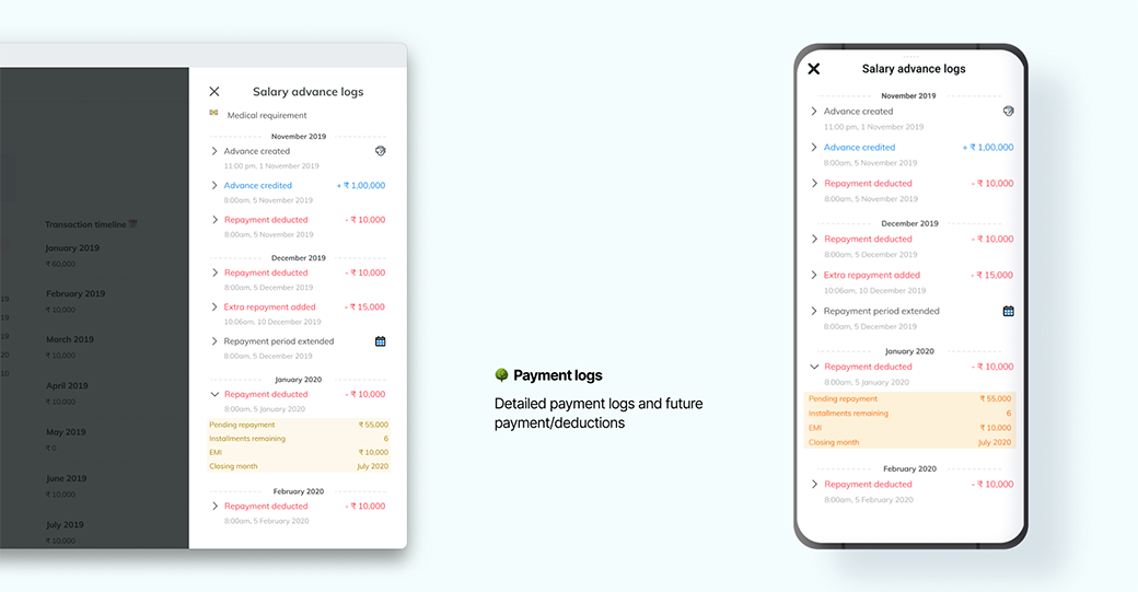 Payment logs and status, concept design